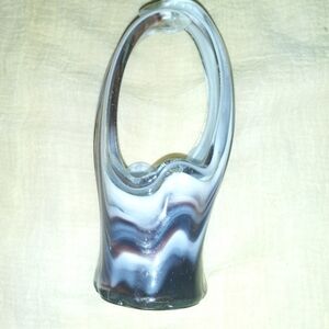 Abstract Black and White Glass Sculpture
